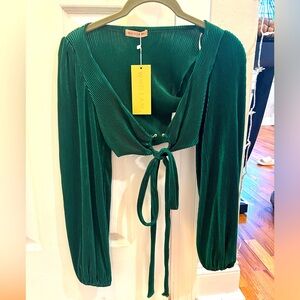 green blouse with gold accent - NWT